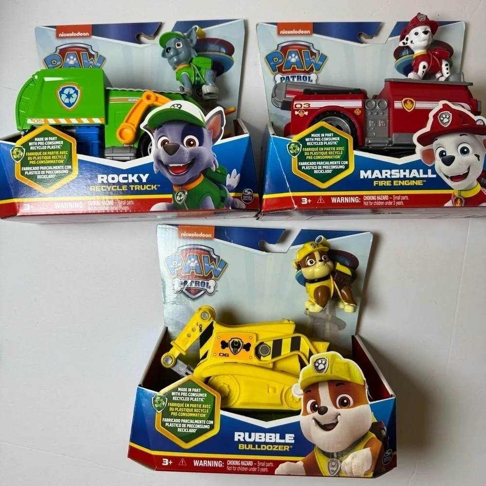 PAW Patrol, Rubble’s Bulldozer, Marshall’s Firetruck & Rocky Recycle Truck
